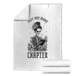 Funny Skeleton Book Lover Throw Blanket Just One More Chapter