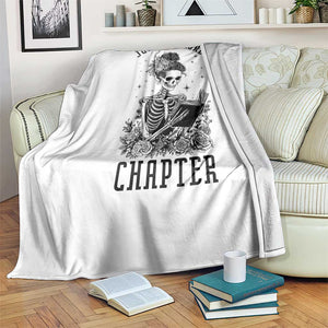 Funny Skeleton Book Lover Throw Blanket Just One More Chapter