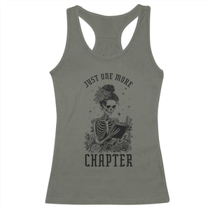 Funny Skeleton Book Lover Racerback Tank Top Just One More Chapter