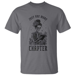 Funny Skeleton Book Lover T Shirt Just One More Chapter
