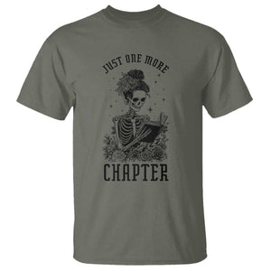 Funny Skeleton Book Lover T Shirt Just One More Chapter
