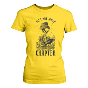 Funny Skeleton Book Lover T Shirt For Women Just One More Chapter