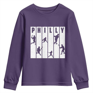 Baseball Lover Youth Sweatshirt Philly Retro Spirit Proud Fan Sport Lover Gift TS12 Purple Print Your Wear