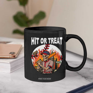 Funny Halloween Baseball Coffee Mug Hit Or Treat Skeleton Player TS12 Print Your Wear