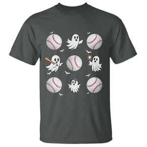 Halloween Baseball T Shirt Cute Ghost Playing Ball Gift TS12 Dark Heather Print Your Wear