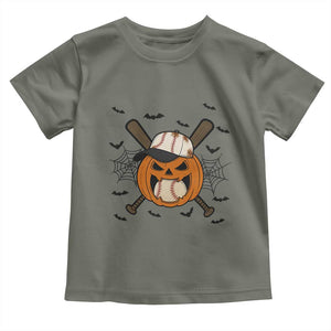 Creepy Jack O Lantern Baseball Toddler T Shirt Halloween Gift TS12 Military Green Print Your Wear