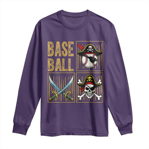 Funny Pirate Skeleton Baseball Long Sleeve Shirt Sports Lover Gifts TS12 Purple Print Your Wear