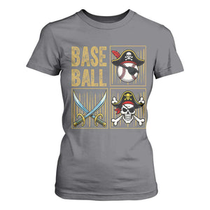 Funny Pirate Skeleton Baseball T Shirt For Women Sports Lover Gifts TS12 Charcoal Print Your Wear