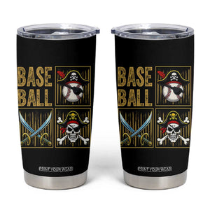 Funny Pirate Skeleton Baseball Tumbler Cup Sports Lover Gifts TS12 Black Print Your Wear
