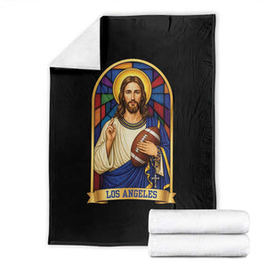 Los Angeles Jesus Game Day Faith Throw Blanket Christian Sports Fan Pride