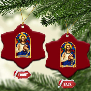 Los Angeles Jesus Game Day Faith Ceramic Ornament Christian Sports Fan Pride