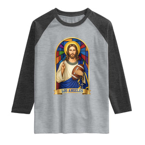 Los Angeles Jesus Game Day Faith Raglan Shirt Christian Sports Fan Pride