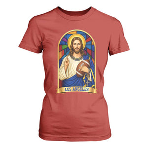 Los Angeles Jesus Game Day Faith T Shirt For Women Christian Sports Fan Pride
