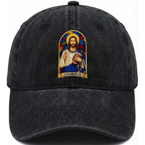 Los Angeles Jesus Game Day Faith Washed Cotton Baseball Cap Christian Sports Fan Pride