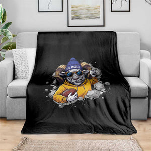 Los Angeles Sports Fan Gift Throw Blanket Angry Ram Face Cracked Wall