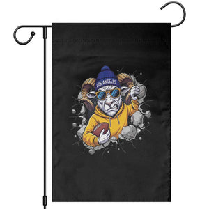 Los Angeles Sports Fan Gift Garden Flag Angry Ram Face Cracked Wall