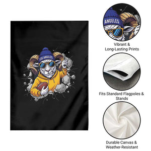 Los Angeles Sports Fan Gift Garden Flag Angry Ram Face Cracked Wall
