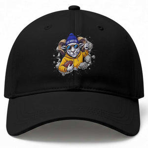 Los Angeles Sports Fan Gift Baseball Cap Angry Ram Face Cracked Wall