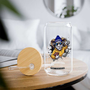 Los Angeles Sports Fan Gift Glass Can Angry Ram Face Cracked Wall