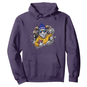 Los Angeles Sports Fan Gift Hoodie Angry Ram Face Cracked Wall
