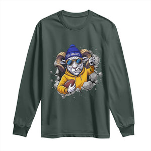 Los Angeles Sports Fan Gift Long Sleeve Shirt Angry Ram Face Cracked Wall