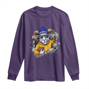 Los Angeles Sports Fan Gift Long Sleeve Shirt Angry Ram Face Cracked Wall