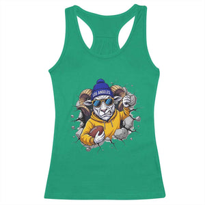 Los Angeles Sports Fan Gift Racerback Tank Top Angry Ram Face Cracked Wall