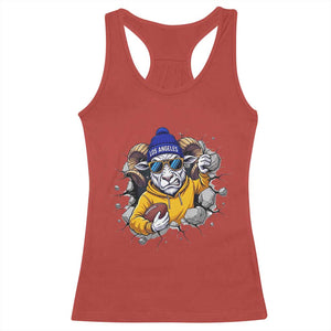 Los Angeles Sports Fan Gift Racerback Tank Top Angry Ram Face Cracked Wall