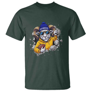 Los Angeles Sports Fan Gift T Shirt Angry Ram Face Cracked Wall