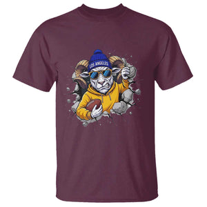 Los Angeles Sports Fan Gift T Shirt Angry Ram Face Cracked Wall
