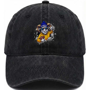 Los Angeles Sports Fan Gift Washed Cotton Baseball Cap Angry Ram Face Cracked Wall