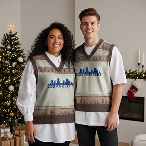 Vintage Los Angeles Skyline Ram Fan V-Neck Knit Sweater Vest Football Lover Gift