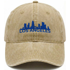 Vintage Los Angeles Skyline Ram Fan Washed Cotton Baseball Cap Football Lover Gift