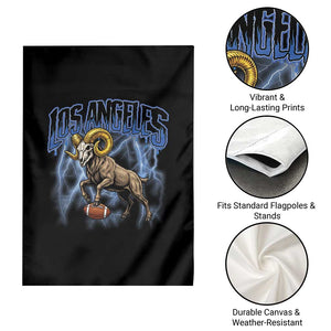 Gothic Lightning Ram Skull Garden Flag Game Day Sports Fan Gift