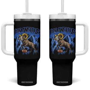 Gothic Lightning Ram Skull Tumbler With Handle Game Day Sports Fan Gift