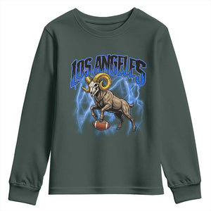Gothic Lightning Ram Skull Youth Sweatshirt Game Day Sports Fan Gift
