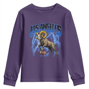 Gothic Lightning Ram Skull Youth Sweatshirt Game Day Sports Fan Gift