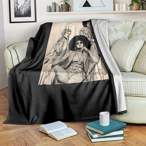 Vintage 70s Afro Queen Black Girl Pride Fashion Throw Blanket