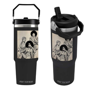 Vintage 70s Afro Queen Black Girl Pride Fashion Flip Straw Tumbler