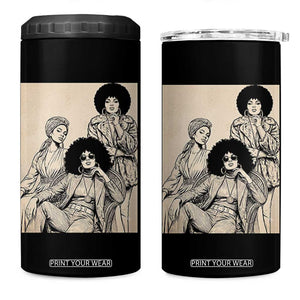 Vintage 70s Afro Queen Black Girl Pride Fashion 4 in 1 Can Cooler Tumbler