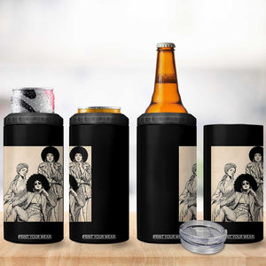 Vintage 70s Afro Queen Black Girl Pride Fashion 4 in 1 Can Cooler Tumbler