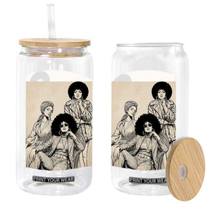 Vintage 70s Afro Queen Black Girl Pride Fashion Glass Can