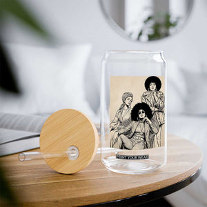 Vintage 70s Afro Queen Black Girl Pride Fashion Glass Can
