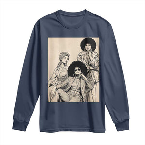 Vintage 70s Afro Queen Black Girl Pride Fashion Long Sleeve Shirt