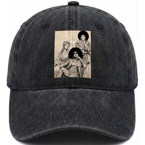 Vintage 70s Afro Queen Black Girl Pride Fashion Washed Cotton Baseball Cap