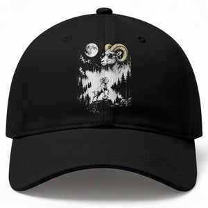Cool Ram Wearing Sunglasses Moon Nature Vintage Graphic Baseball Cap