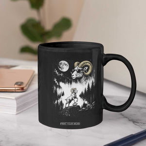 Cool Ram Wearing Sunglasses Moon Nature Vintage Graphic Coffee Mug