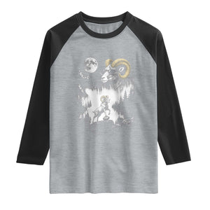 Cool Ram Wearing Sunglasses Moon Nature Vintage Graphic Raglan Shirt