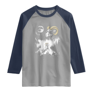 Cool Ram Wearing Sunglasses Moon Nature Vintage Graphic Raglan Shirt
