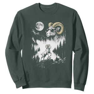 Cool Ram Wearing Sunglasses Moon Nature Vintage Graphic Sweatshirt